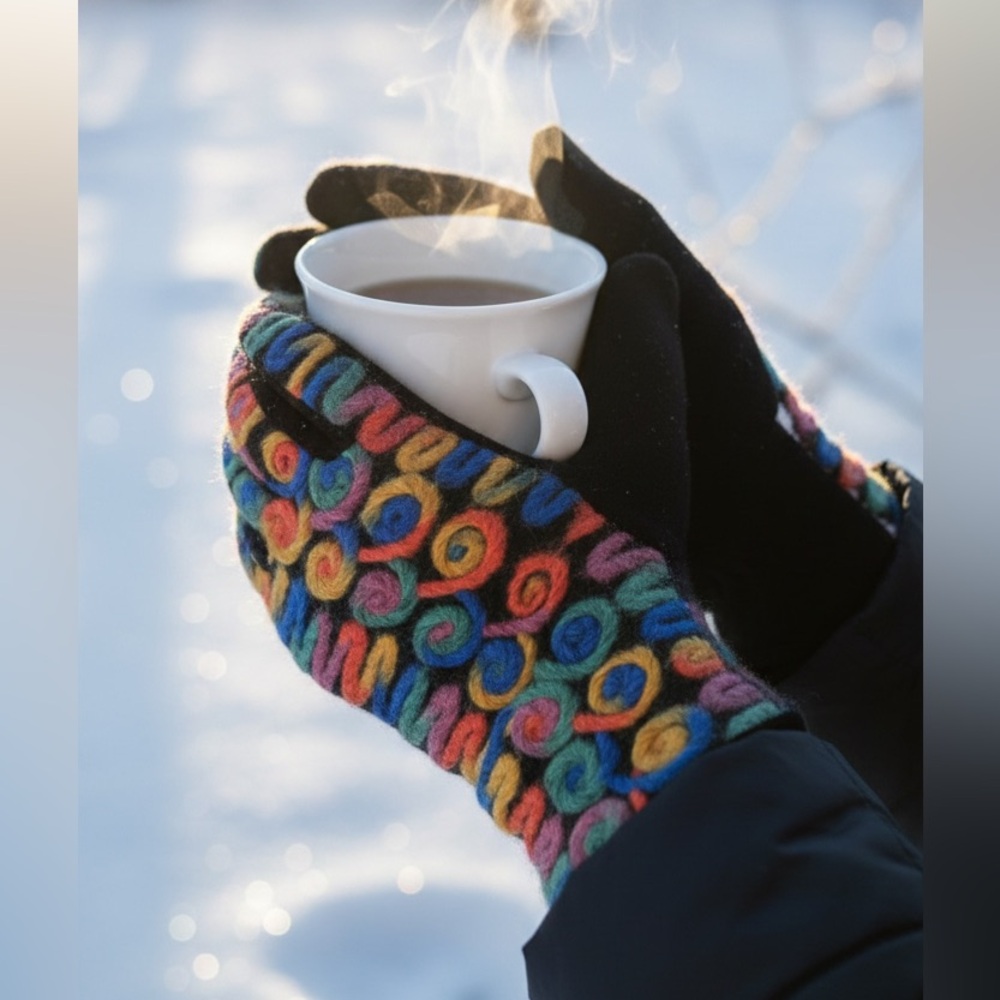 Colorful Swirl Pattern Gloves